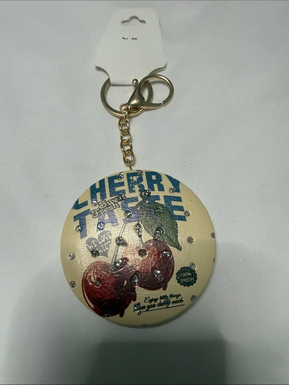 Sets of 3 Cherry Graphic Keychain Trio – Red & Cream Charm Set Mirrors
